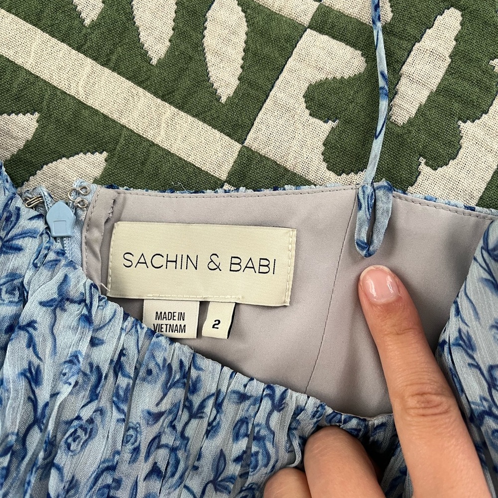 Sachin and Babi Anthropologie BHLDN Blue Rose Dress - Picture 5 of 6